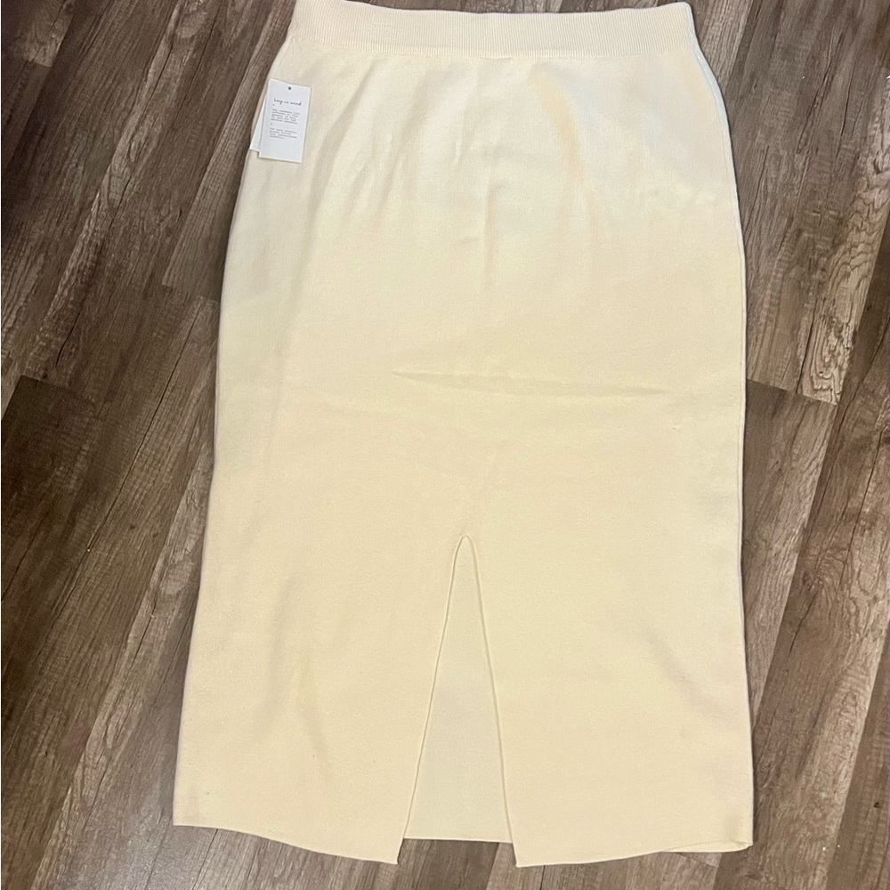 A New Day Cream Knit Midi Sweater Skirt